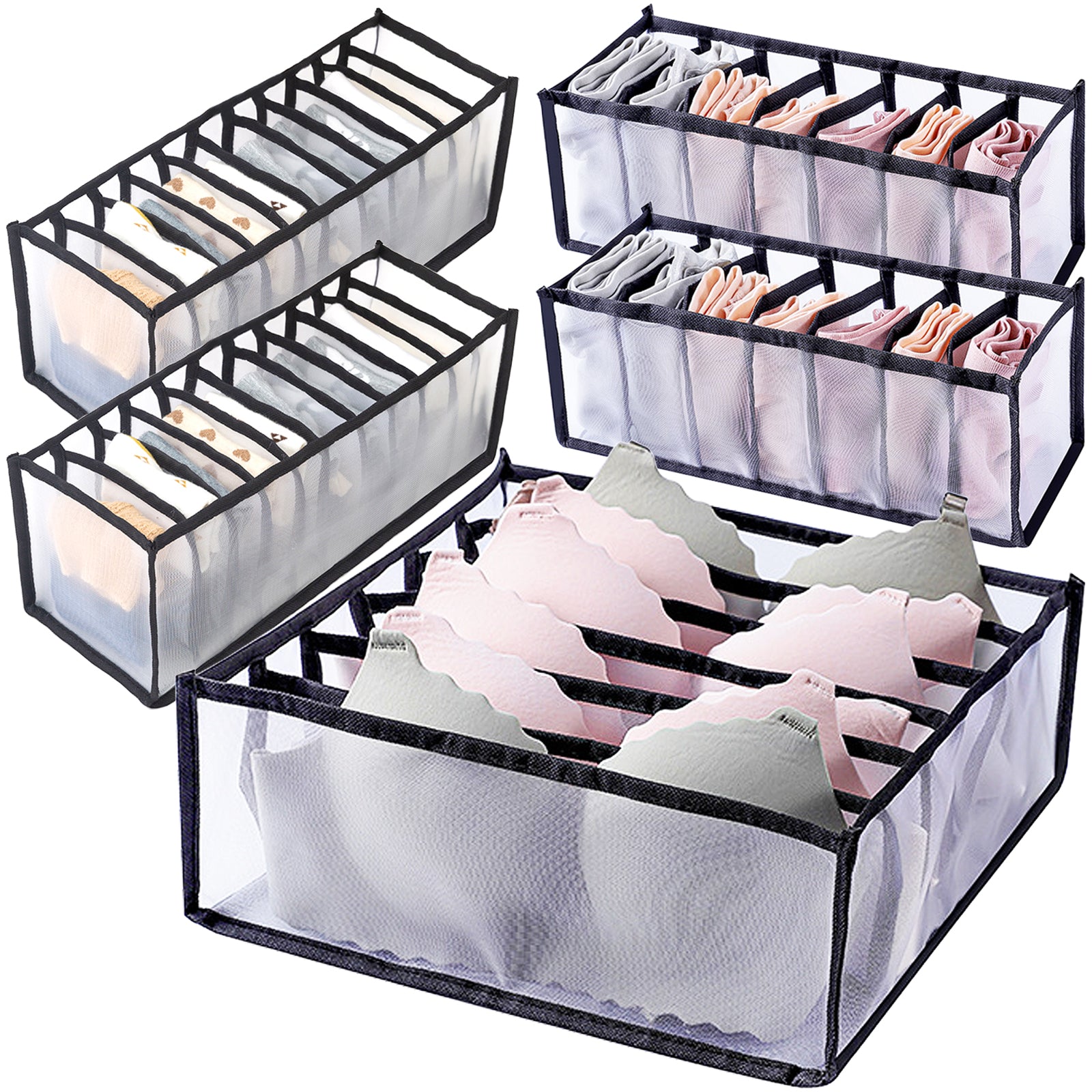 5pcs Foldable Nylon Bra Organizer - Closet Underwear Organizer