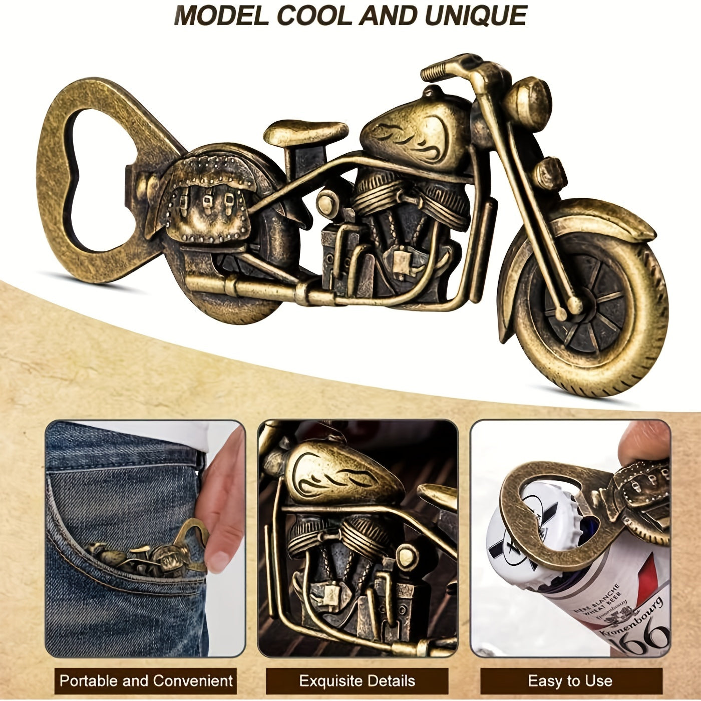 1pc Golden 5 Inches Motorcycle Bottle Opener