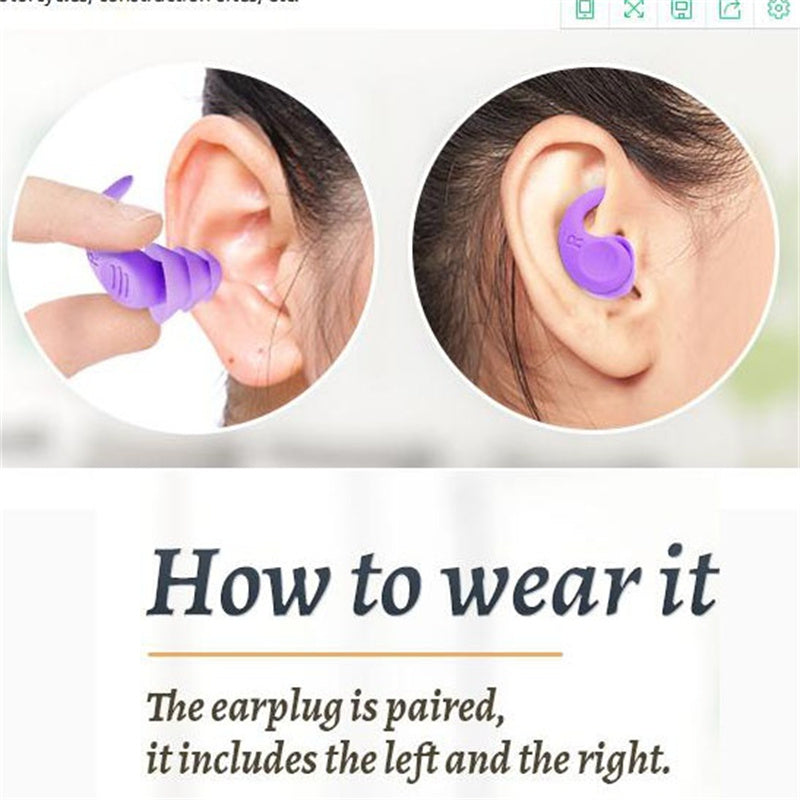 1pair Earplugs Sound Insulation Ear Proctection Earplugs Sleeping Swimming Travel Noise Reduction Waterproof Earplugs Silicone Soft Comfortable Earplugs