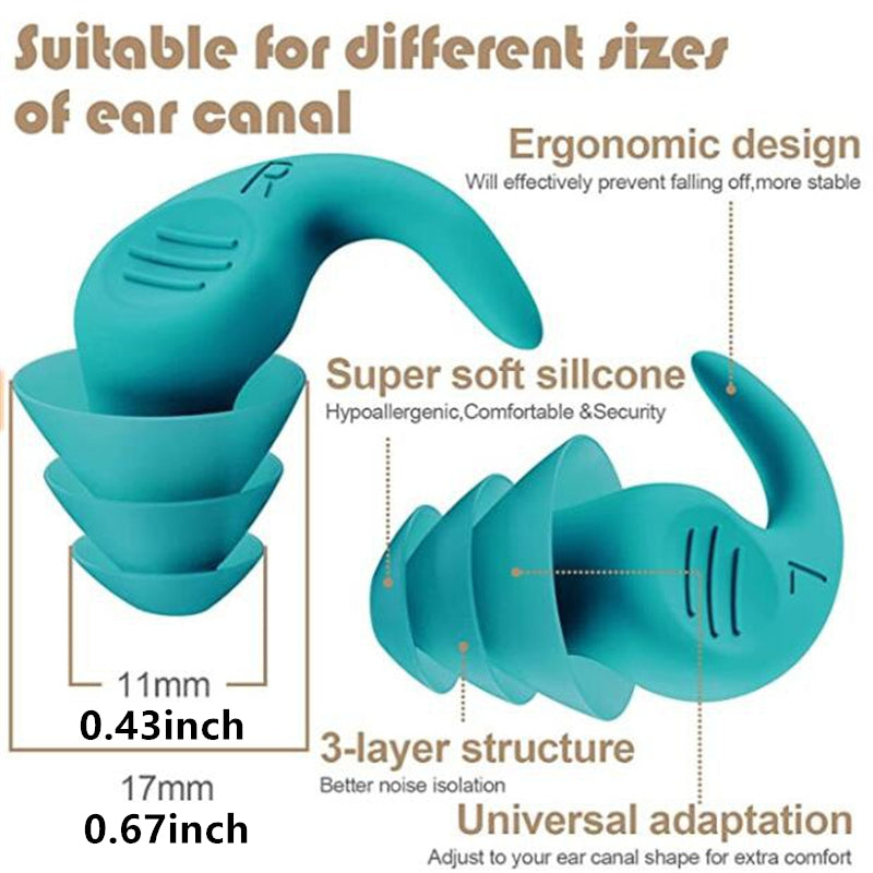 1pair Earplugs Sound Insulation Ear Proctection Earplugs Sleeping Swimming Travel Noise Reduction Waterproof Earplugs Silicone Soft Comfortable Earplugs