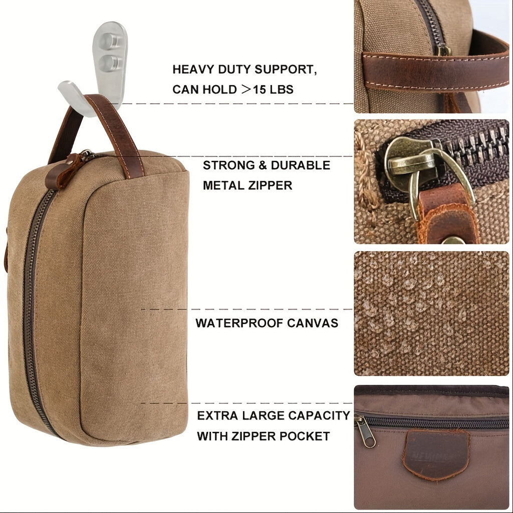 NEWHEY Waterproof Oversized Travel Duffel Bag - Canvas Weekender Leather Overnight Hand Bag With Toiletry Bag