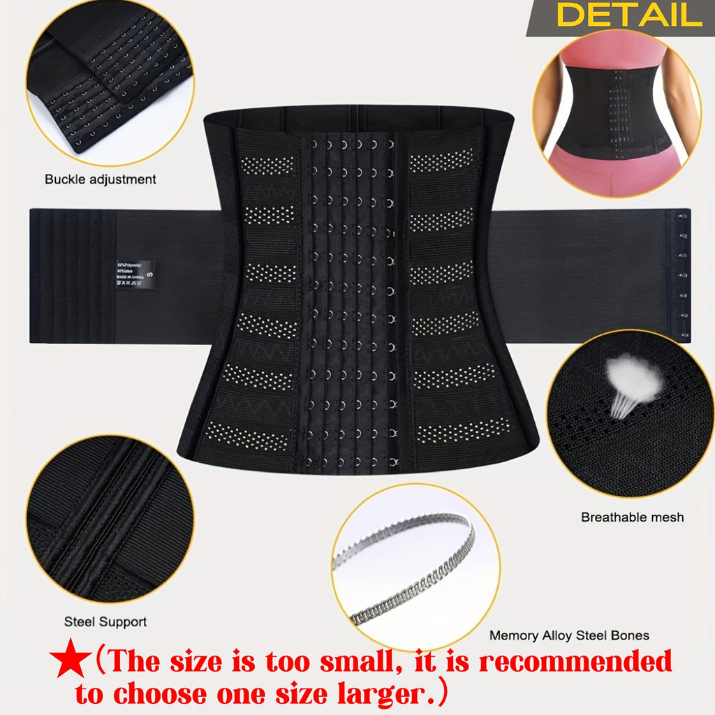 1pc Breathable Polyester Waist Cincher for Women - Medium Control Posture Improvement Shapewear with Adjustable Closure, Knit Fabric Weave, Hand Washable - 1pc