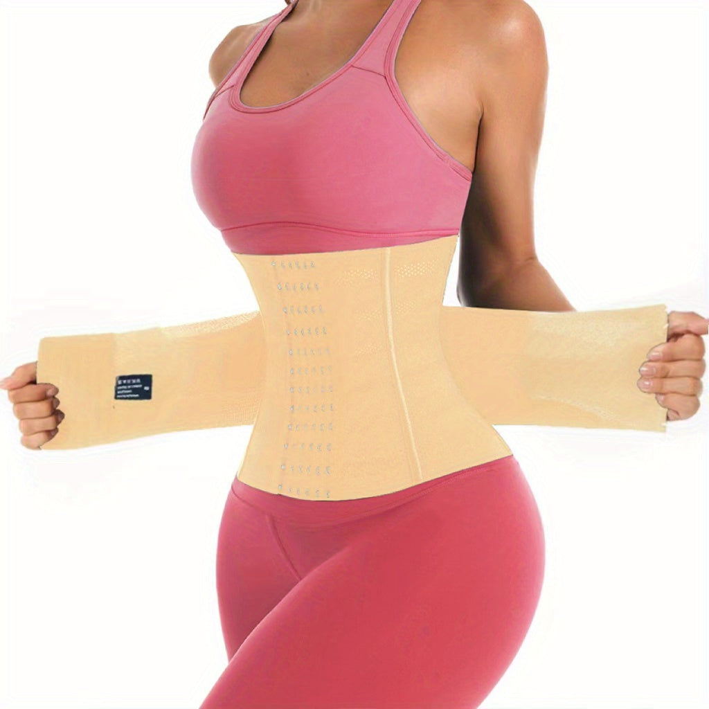 1pc Breathable Polyester Waist Cincher for Women - Medium Control Posture Improvement Shapewear with Adjustable Closure, Knit Fabric Weave, Hand Washable - 1pc