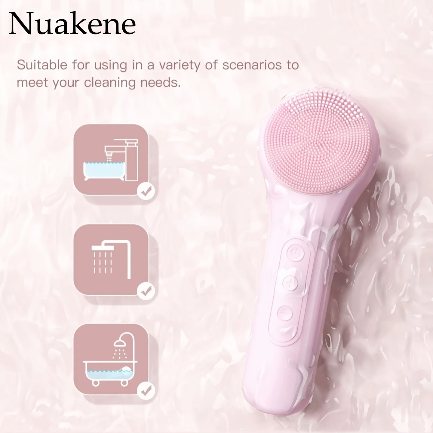 Nuakene Rechargeable 2-in-1 Facial Cleansing Brush, Electric Facial Cleansing Brush, Facial Cleansing Vibration Massage Brush, 5-Mode Facial Cleanser, Magnetic Charging, Women's Christmas Gift, Facial Cleansing Brush