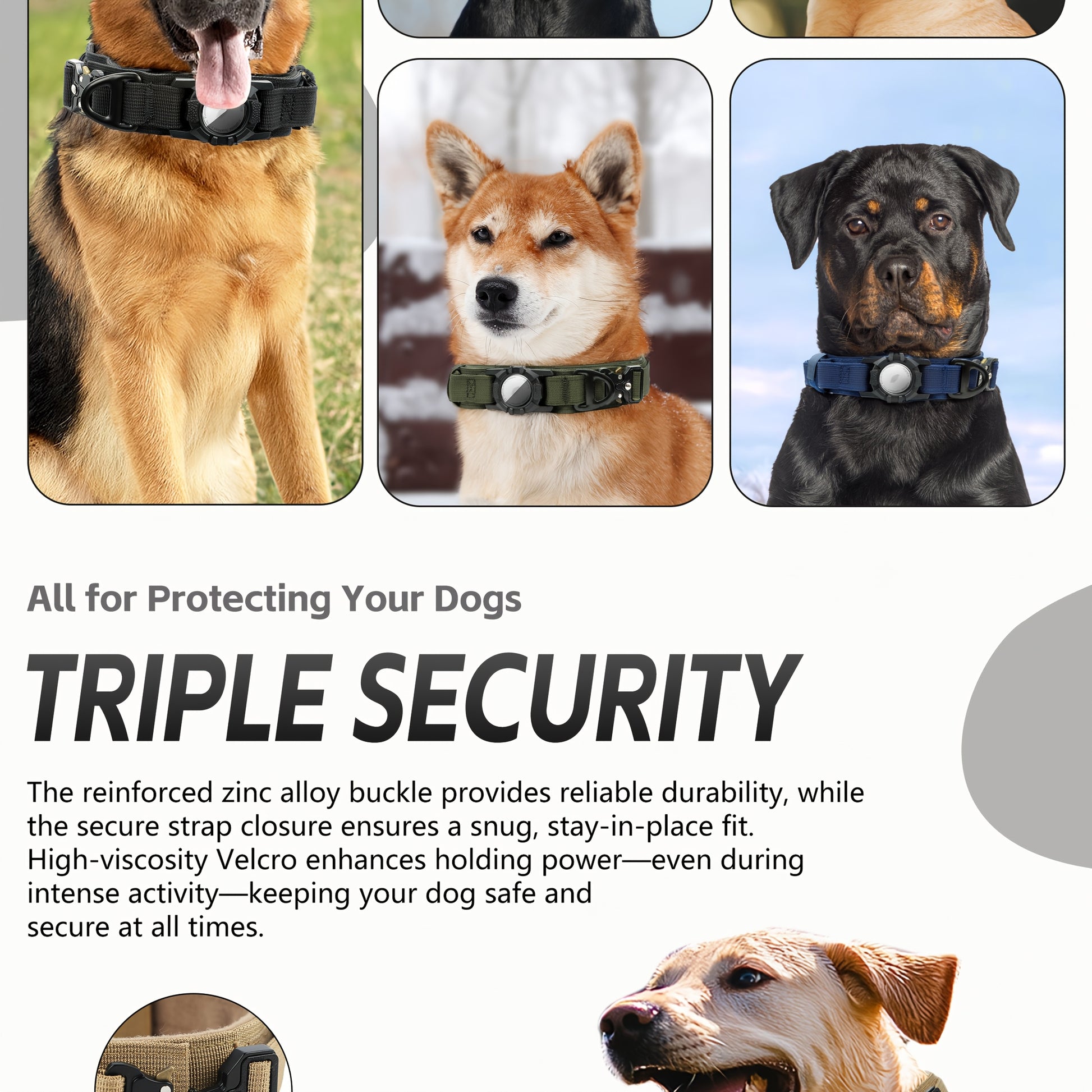 Tactical Nylon Dog Collar with GPS Holder, Adjustable Military-Style Collar for Dogs, Heavy-Duty Training Collar for All Breeds, Heavy Duty Collar | Secure Fit Collar | Adjustable Colla