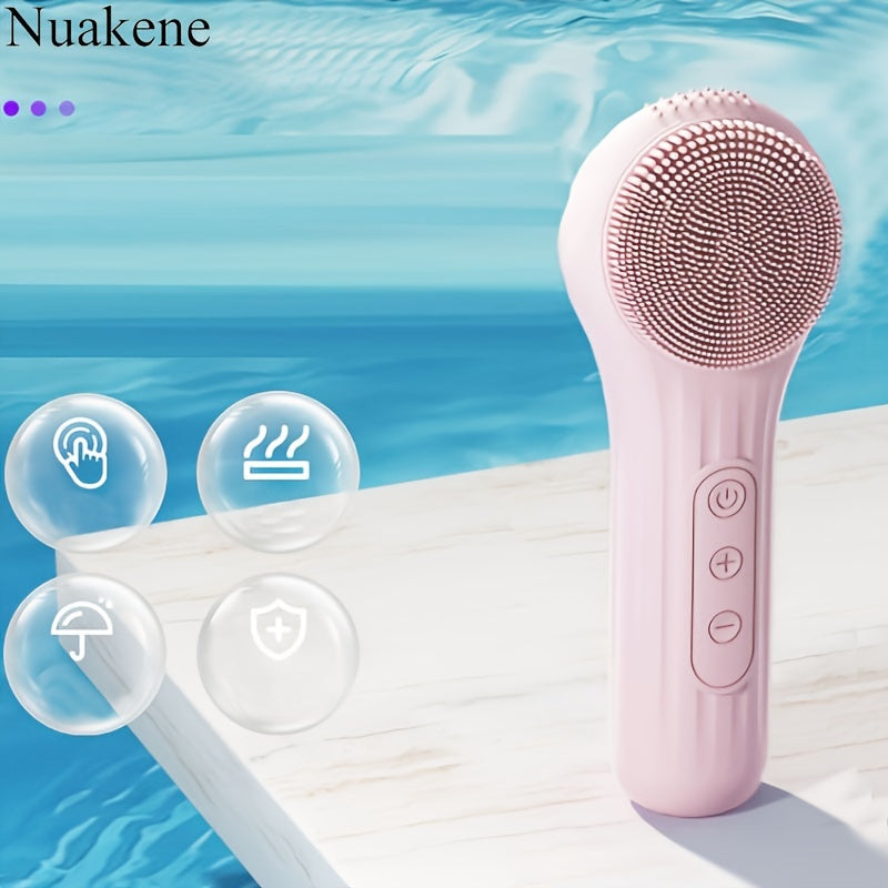 Nuakene Rechargeable 2-in-1 Facial Cleansing Brush, Electric Facial Cleansing Brush, Facial Cleansing Vibration Massage Brush, 5-Mode Facial Cleanser, Magnetic Charging, Women's Christmas Gift, Facial Cleansing Brush