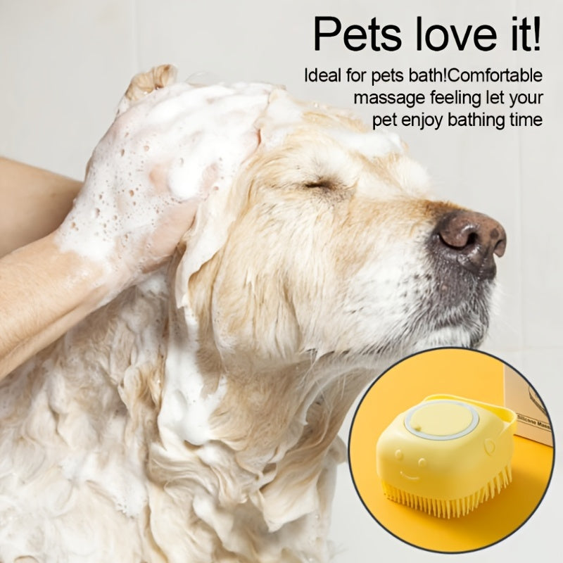 Soft Dog Shampoo Massager Bath Brush with Detachable