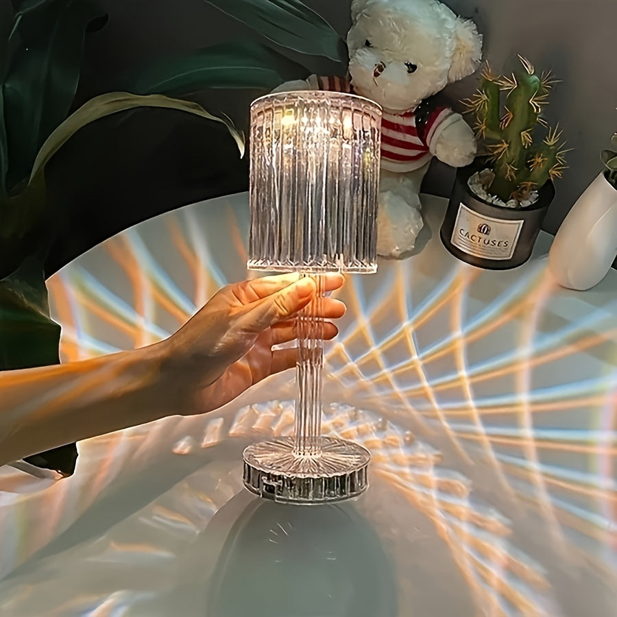 Elegant Crystal Touch Control Bedside Lamp - Adjustable LED Light with Rechargeable Battery, Dimmable, USB Charging, Indoor Decor, Modern Table Lamp|Decorative Table Lamp|Adjustable Light Lamp