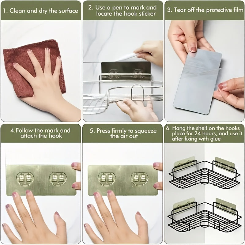 No-Drill Wall Mounted Bathroom Storage Rack
