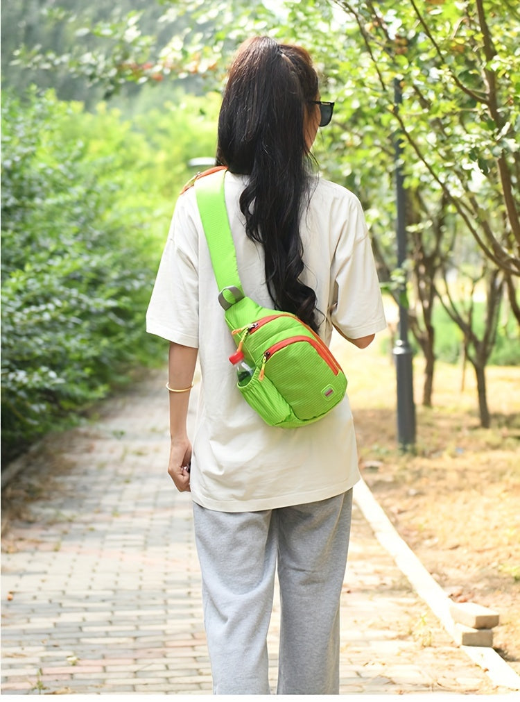 Nylon belt bag, Trendy Zipper Sling Bag with Side Pocket for Outdoor Sports