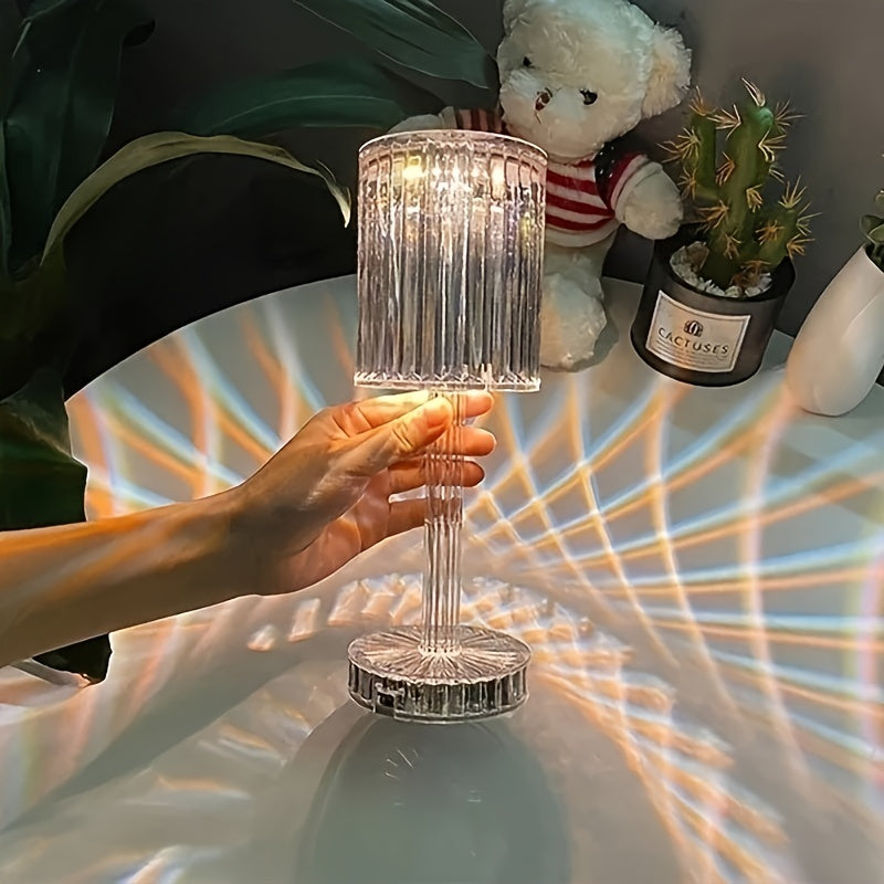 Elegant Crystal Touch Control Bedside Lamp - Adjustable LED Light with Rechargeable Battery, Dimmable, USB Charging, Indoor Decor, Modern Table Lamp|Decorative Table Lamp|Adjustable Light Lamp