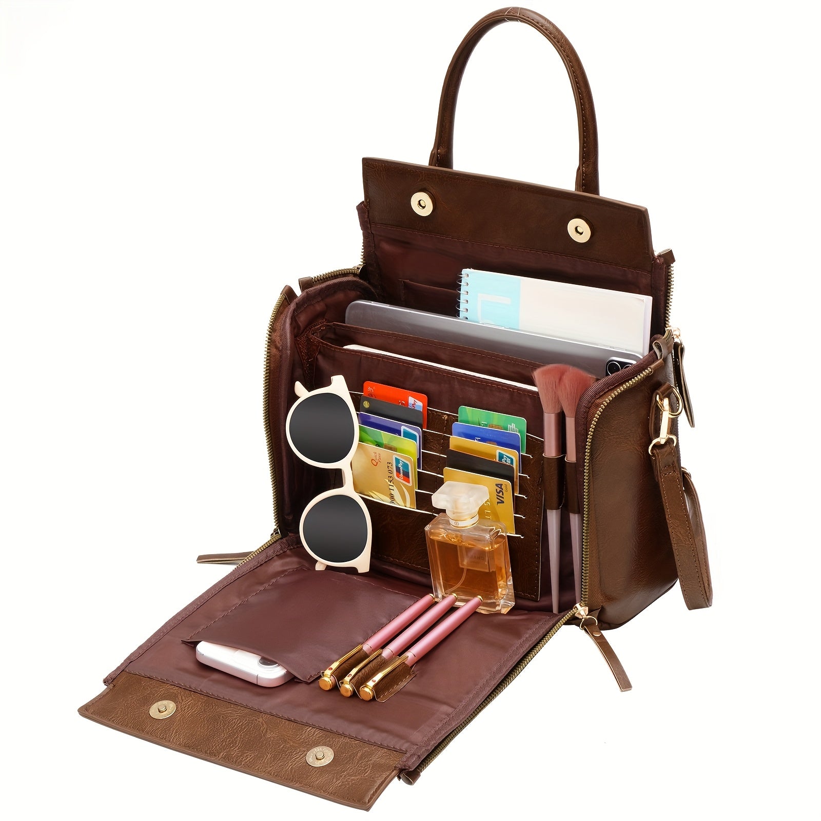 Handbag Western Women Bag Handbag Purse Portable Storage Bag with Multi Card Slots Women's Multi Layer Crossbody Bag