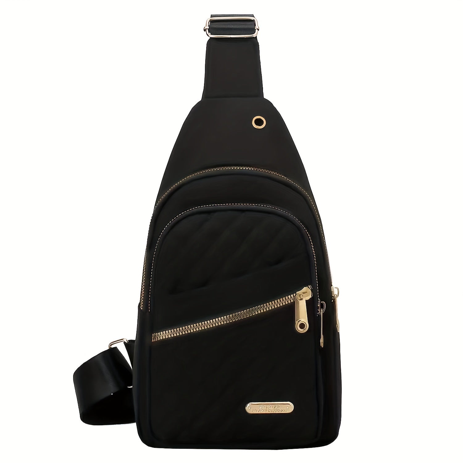 Large Capacity Chest Bag for Women - Adjustable Embroidered Crossbody Bag with Zipper Closure, Polyester Lining, Foldable, and Random Printing - Urban Solid Color Nylon Bag with Comfortable Strap