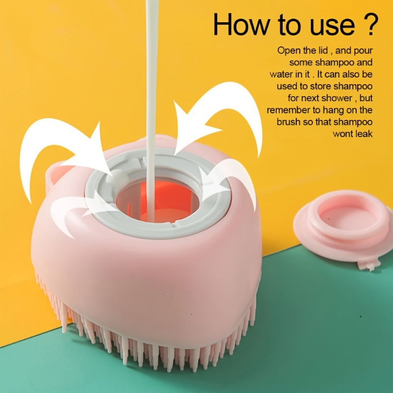 Soft Dog Shampoo Massager Bath Brush with Detachable