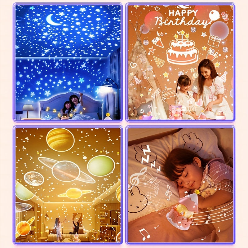 1pc Starry Sky Projector Night Light with 21 Sets of Patterns - USB-Powered, 3 Light Modes, Art Deco Style, Perfect for Bedroom, Birthday, Halloween, Christmas Gifts, Bedroom Night Light | Starry Sky Design | Plastic Construc