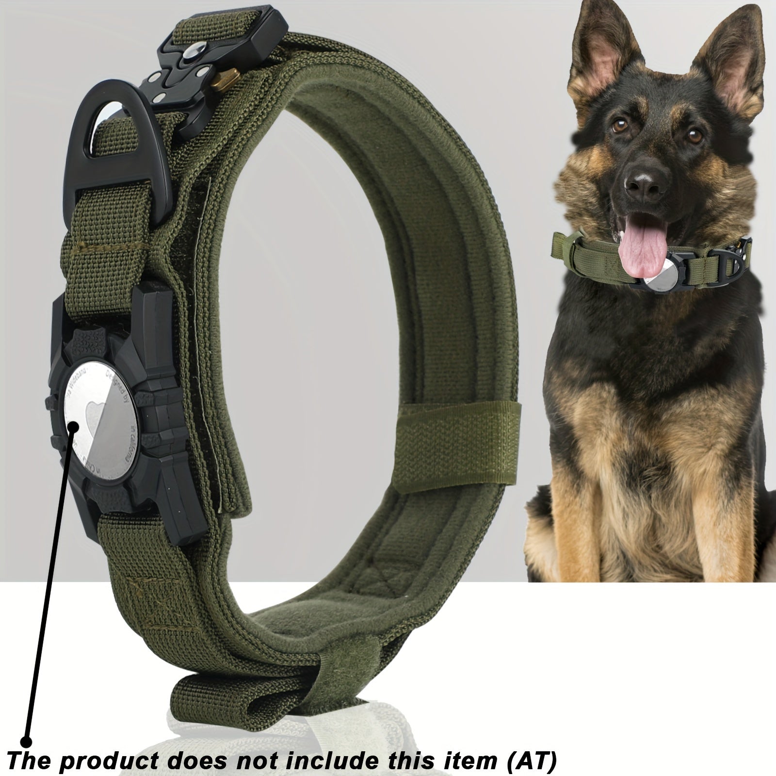 Tactical Nylon Dog Collar with GPS Holder, Adjustable Military-Style Collar for Dogs, Heavy-Duty Training Collar for All Breeds, Heavy Duty Collar | Secure Fit Collar | Adjustable Colla