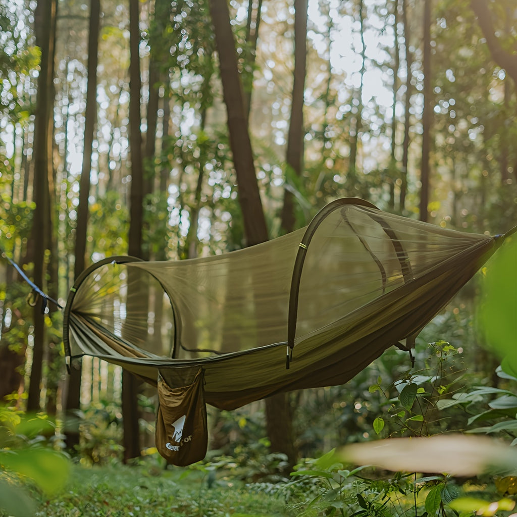 [3-in-1 Hammock] GEERTOP 3-in-1 Outdoor Hammock | Double Sleep Rest Camping Hammock with Mosquito Net Sun Shelter for Backpacking Travel Garden Park