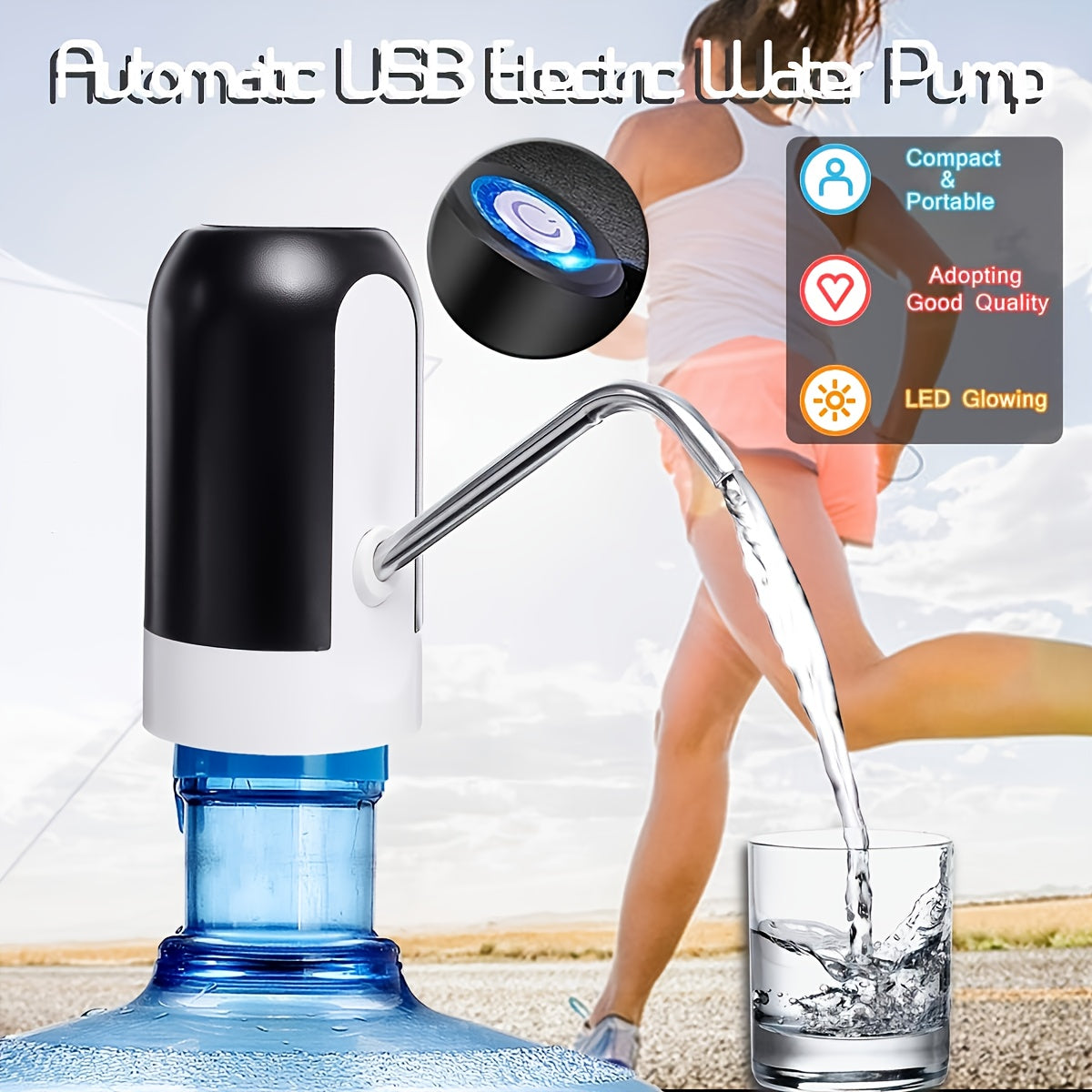 Electric Water Jug Pump - USB Rechargeable Automatic
