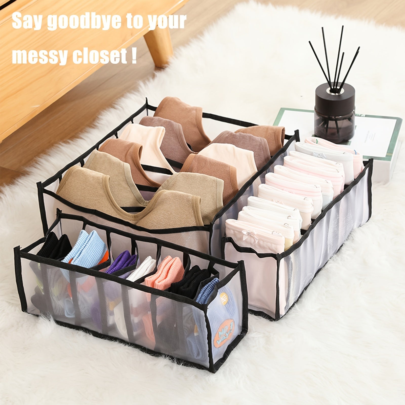5pcs Foldable Nylon Bra Organizer - Closet Underwear Organizer