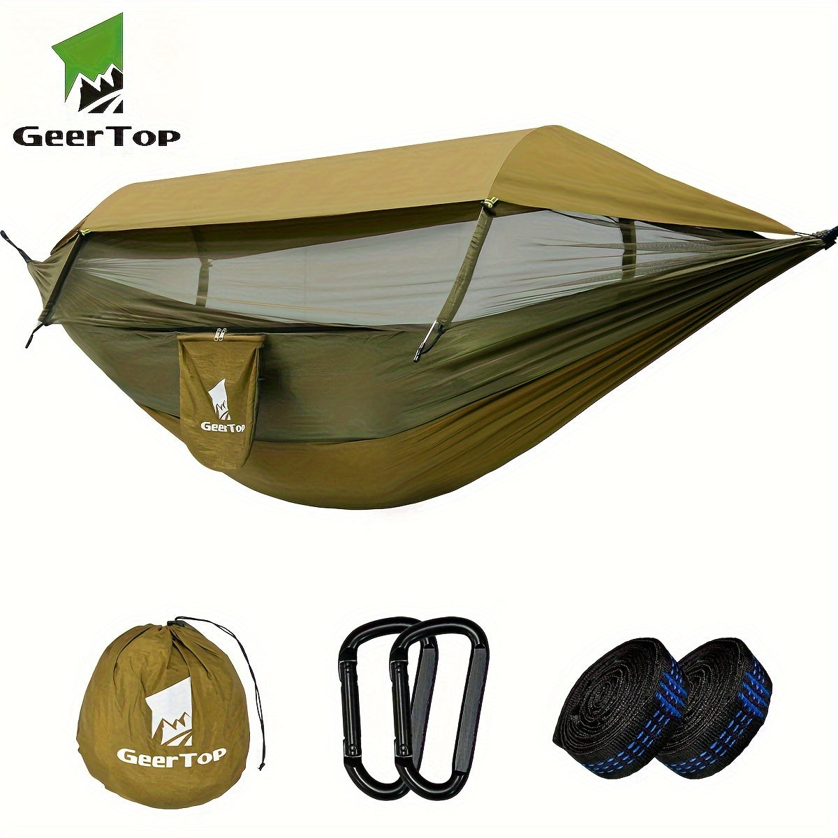 [3-in-1 Hammock] GEERTOP 3-in-1 Outdoor Hammock | Double Sleep Rest Camping Hammock with Mosquito Net Sun Shelter for Backpacking Travel Garden Park