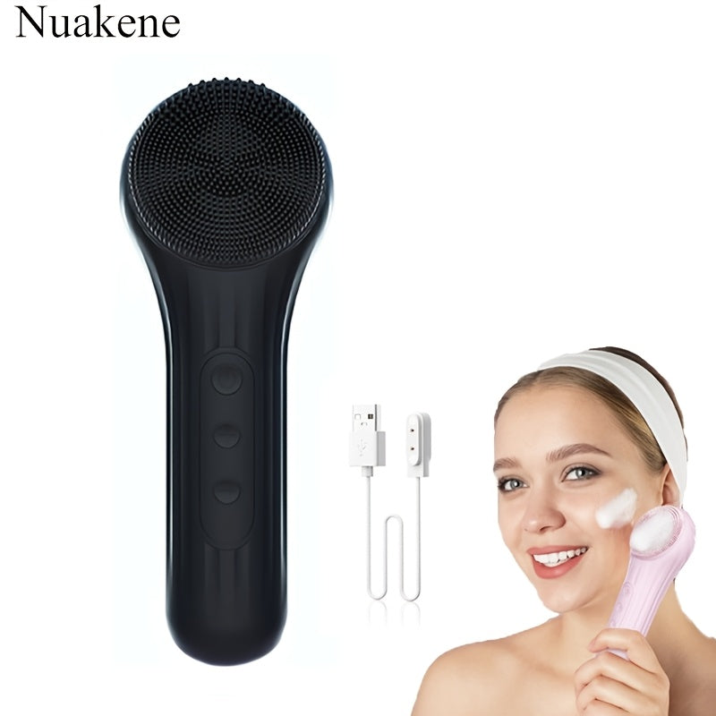 Nuakene Rechargeable 2-in-1 Facial Cleansing Brush, Electric Facial Cleansing Brush, Facial Cleansing Vibration Massage Brush, 5-Mode Facial Cleanser, Magnetic Charging, Women's Christmas Gift, Facial Cleansing Brush