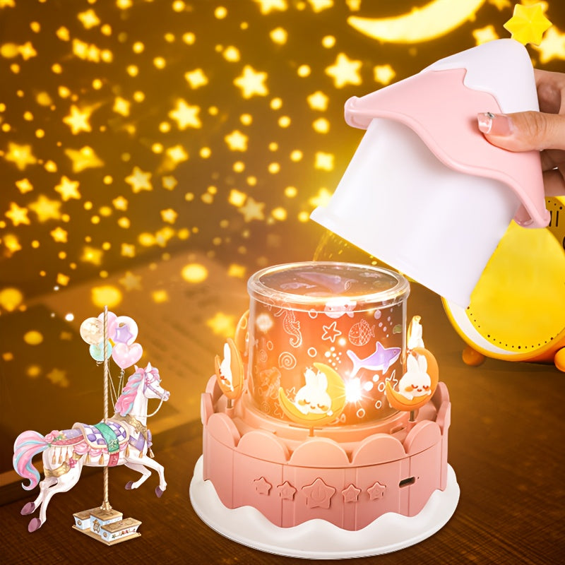 1pc Starry Sky Projector Night Light with 21 Sets of Patterns - USB-Powered, 3 Light Modes, Art Deco Style, Perfect for Bedroom, Birthday, Halloween, Christmas Gifts, Bedroom Night Light | Starry Sky Design | Plastic Construc