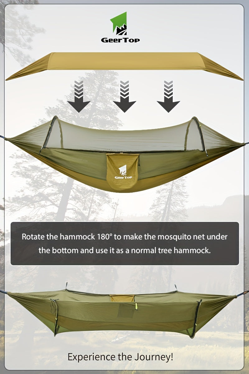 [3-in-1 Hammock] GEERTOP 3-in-1 Outdoor Hammock | Double Sleep Rest Camping Hammock with Mosquito Net Sun Shelter for Backpacking Travel Garden Park