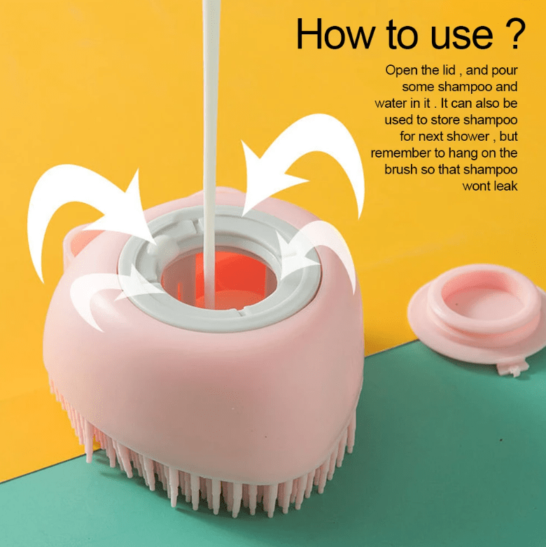 Soft Dog Shampoo Massager Bath Brush with Detachable