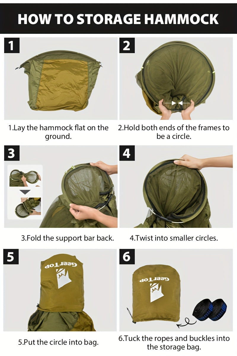 [3-in-1 Hammock] GEERTOP 3-in-1 Outdoor Hammock | Double Sleep Rest Camping Hammock with Mosquito Net Sun Shelter for Backpacking Travel Garden Park