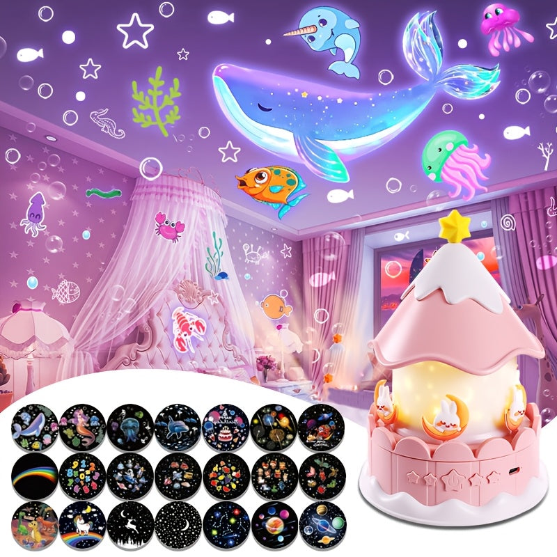 1pc Starry Sky Projector Night Light with 21 Sets of Patterns - USB-Powered, 3 Light Modes, Art Deco Style, Perfect for Bedroom, Birthday, Halloween, Christmas Gifts, Bedroom Night Light | Starry Sky Design | Plastic Construc