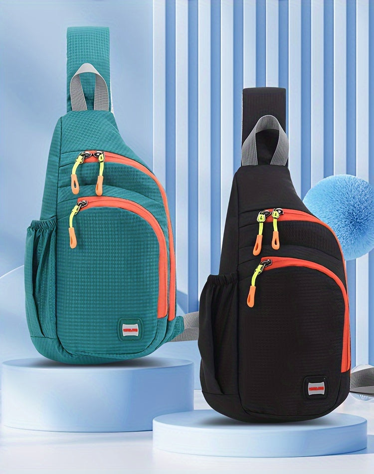 Nylon belt bag, Trendy Zipper Sling Bag with Side Pocket for Outdoor Sports