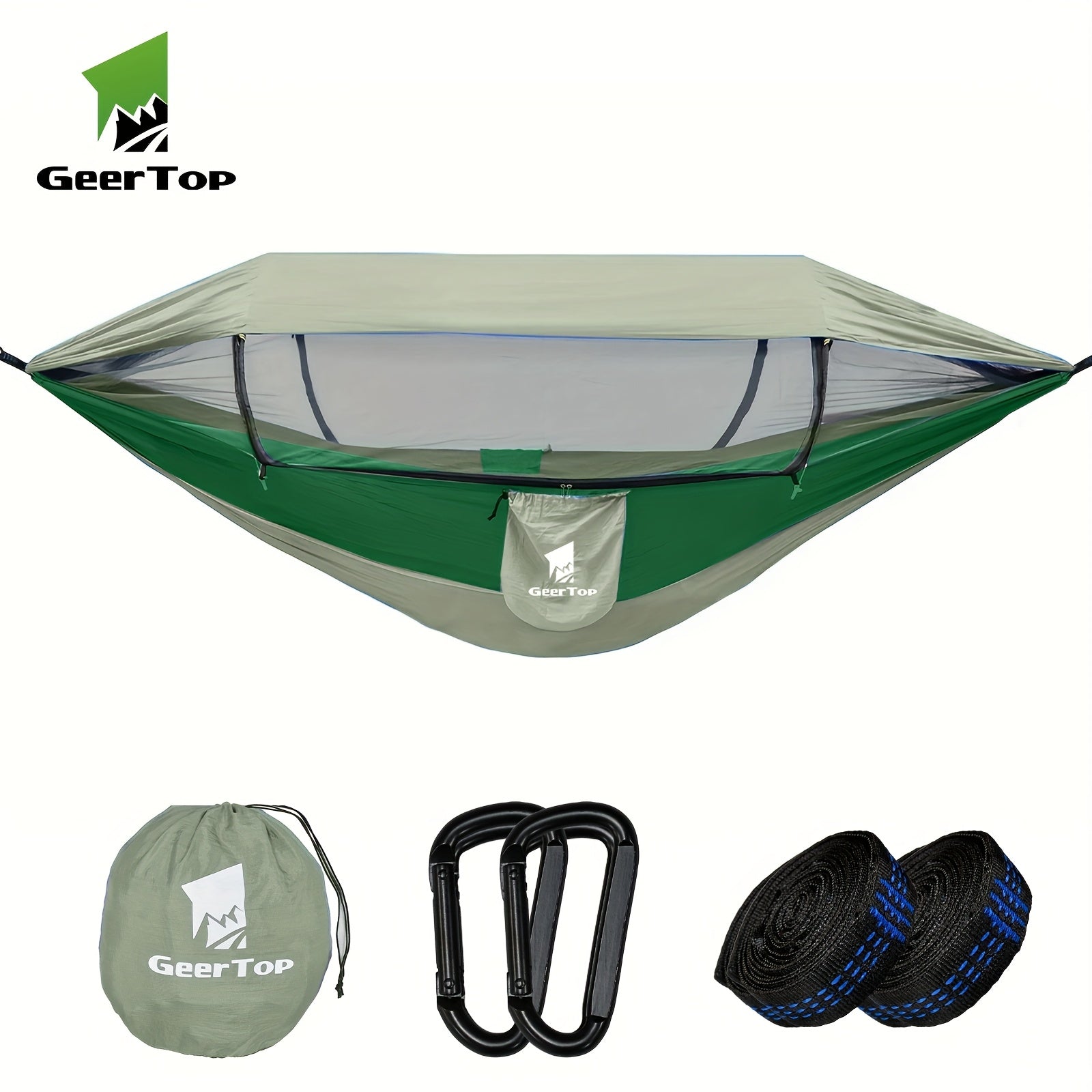 [3-in-1 Hammock] GEERTOP 3-in-1 Outdoor Hammock | Double Sleep Rest Camping Hammock with Mosquito Net Sun Shelter for Backpacking Travel Garden Park