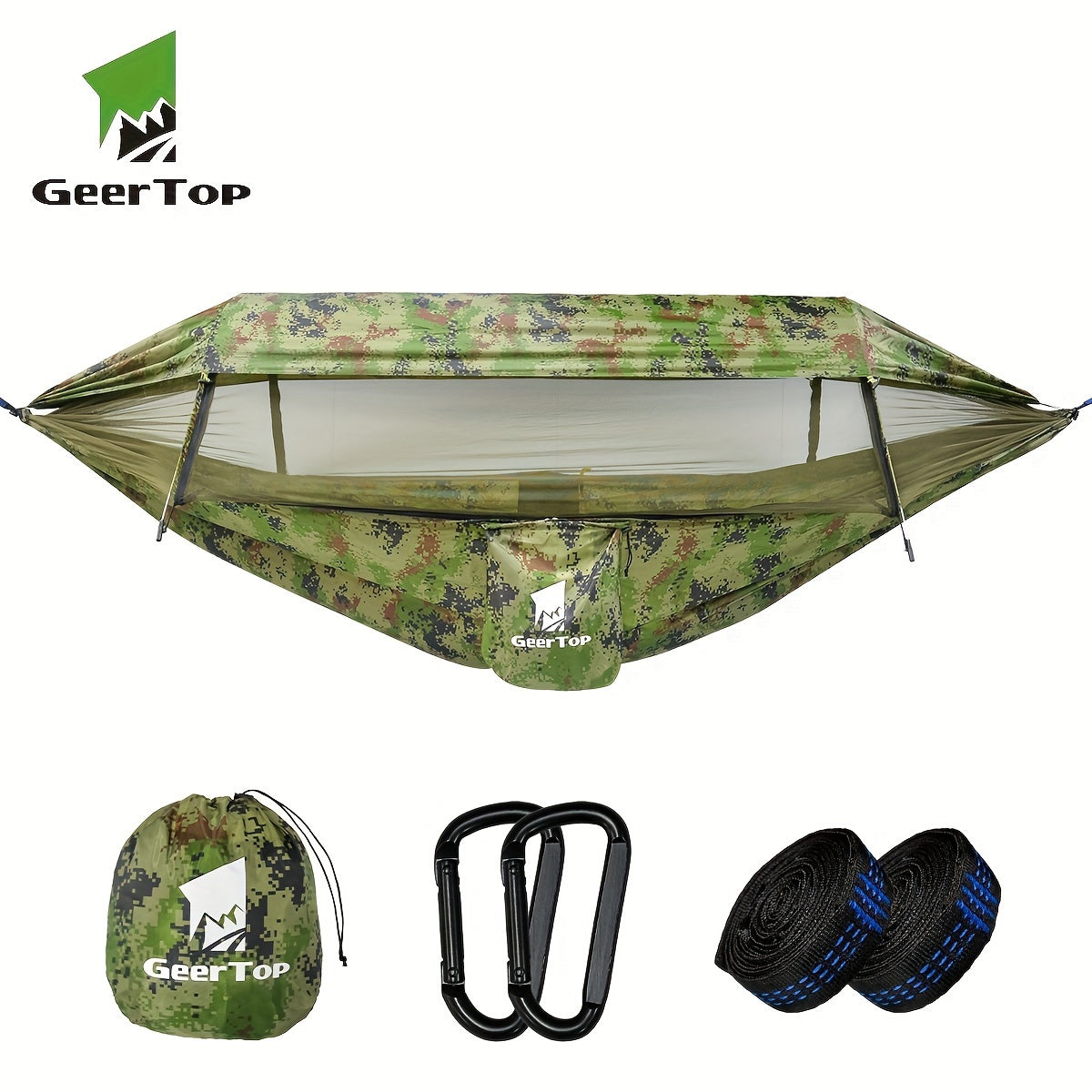 [3-in-1 Hammock] GEERTOP 3-in-1 Outdoor Hammock | Double Sleep Rest Camping Hammock with Mosquito Net Sun Shelter for Backpacking Travel Garden Park