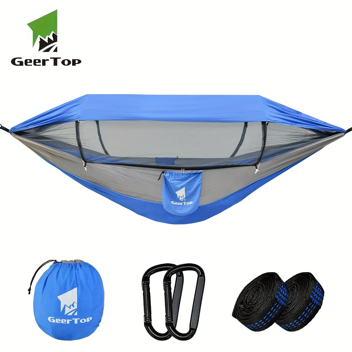 [3-in-1 Hammock] GEERTOP 3-in-1 Outdoor Hammock | Double Sleep Rest Camping Hammock with Mosquito Net Sun Shelter for Backpacking Travel Garden Park