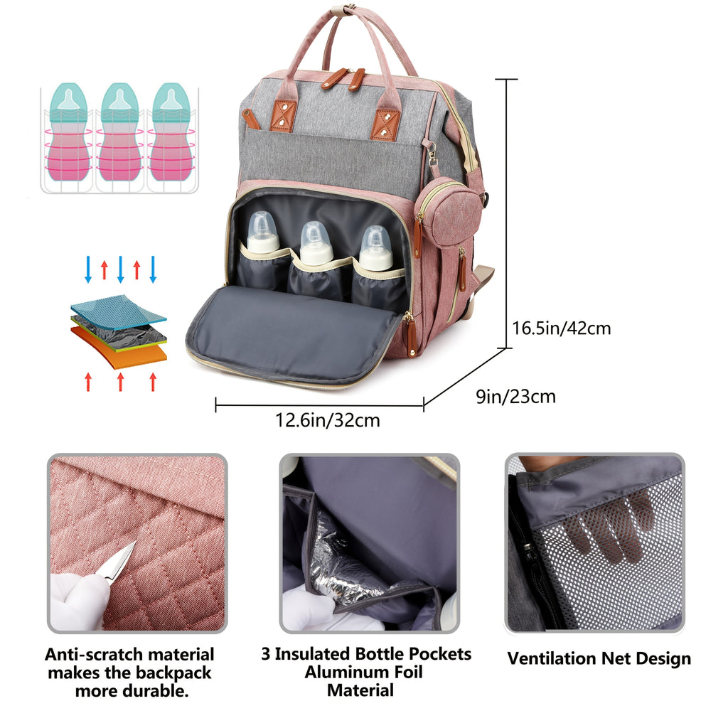 [Diaper Bag Backpack] Lamroro Diaper Bag Backpack, Bags for Boys Girls, Diaper Backpack Bag with a changing station, Multifunction Large Travel Back Pack, Registry Search, Essential Gifts