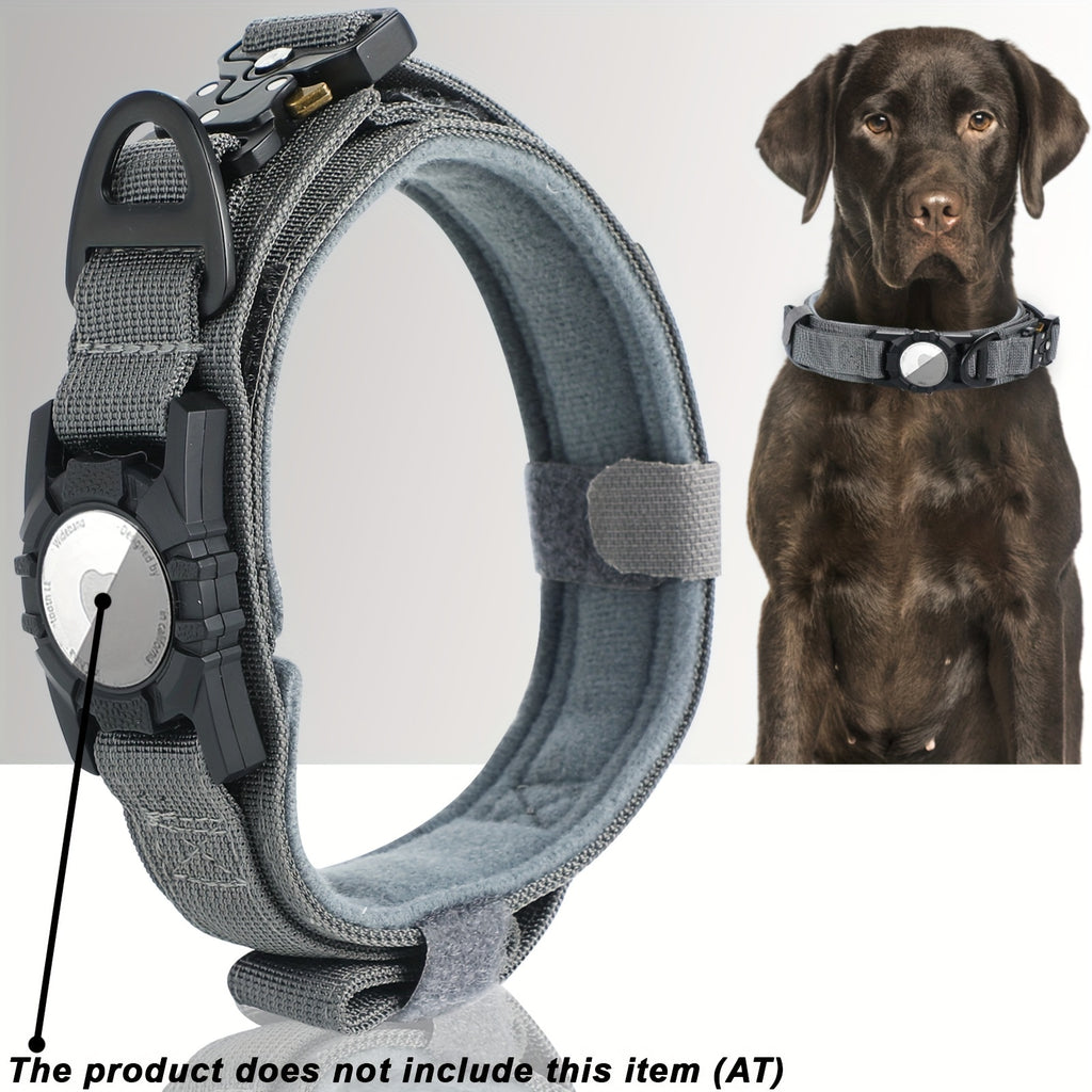 Tactical Nylon Dog Collar with GPS Holder, Adjustable Military-Style Collar for Dogs, Heavy-Duty Training Collar for All Breeds, Heavy Duty Collar | Secure Fit Collar | Adjustable Colla
