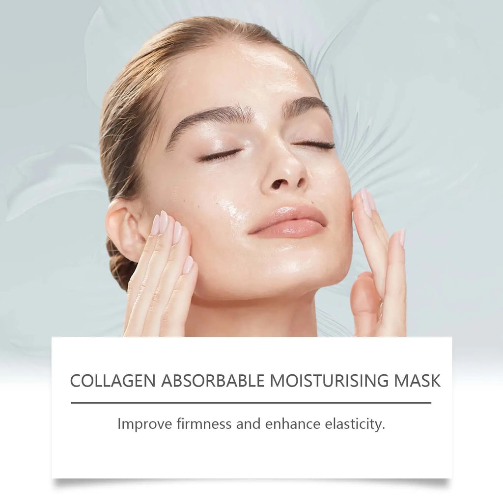 Hoygi 4pcs Collagen Face Mask Hydrating Shrinking Pores Brightening Face Oil Control Moisturizing Refreshing Smoothing Face Mask