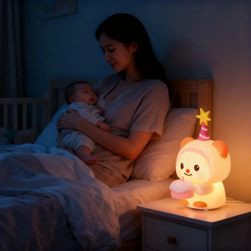 Baby Girl Night Light Lamp Birthday Bear Kids Night Light Baby Night Light Adorable Gift for Silicone Night Light