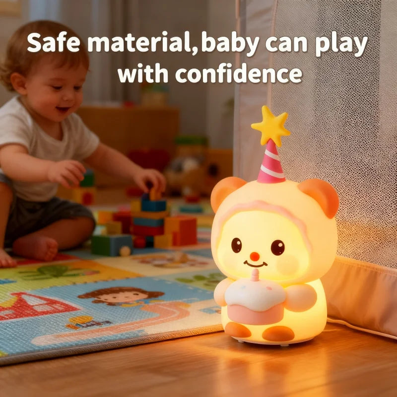 Baby Girl Night Light Lamp Birthday Bear Kids Night Light Baby Night Light Adorable Gift for Silicone Night Light