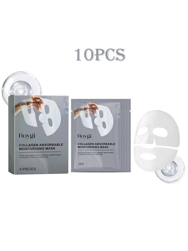 Hoygi 4pcs Collagen Face Mask Hydrating Shrinking Pores Brightening Face Oil Control Moisturizing Refreshing Smoothing Face Mask