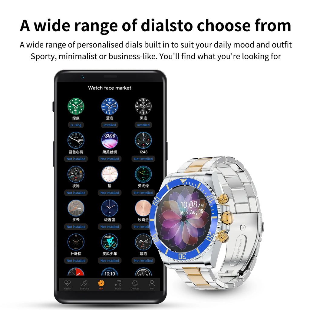 Smart Watch Man Smartwatch AW12 high-end luxury 2024 Android IOS Korean Support Steel Connected Replica Miltary pk gts4 global