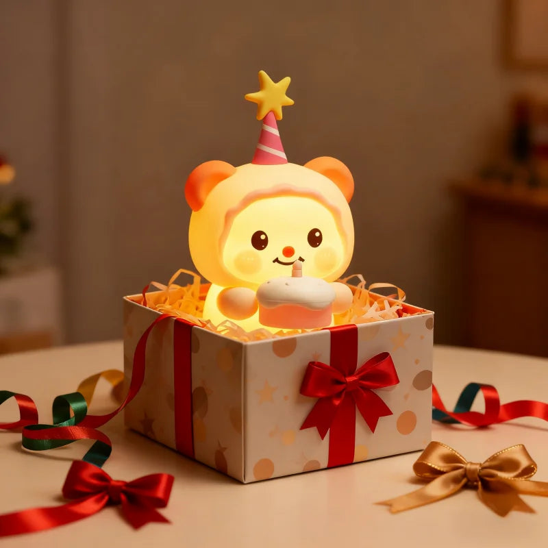 Baby Girl Night Light Lamp Birthday Bear Kids Night Light Baby Night Light Adorable Gift for Silicone Night Light