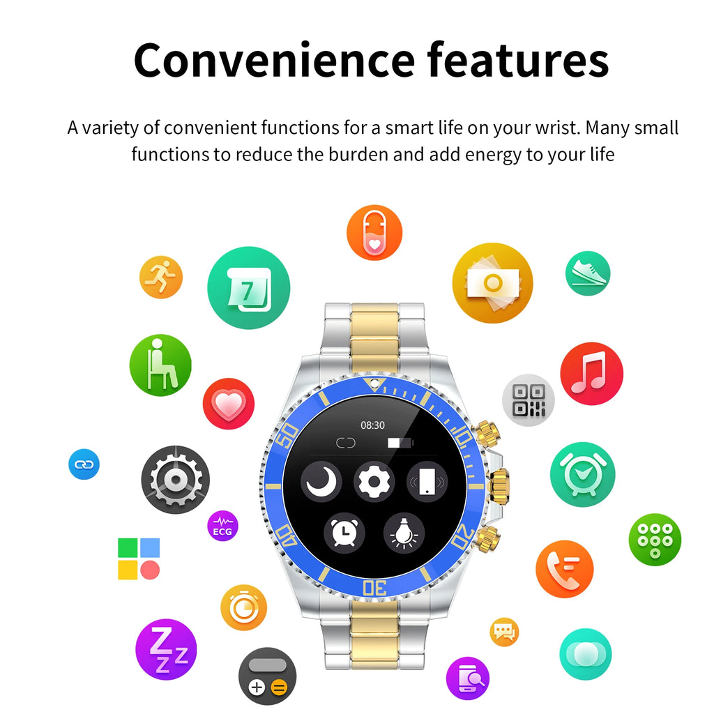 Smart Watch Man Smartwatch AW12 high-end luxury 2024 Android IOS Korean Support Steel Connected Replica Miltary pk gts4 global