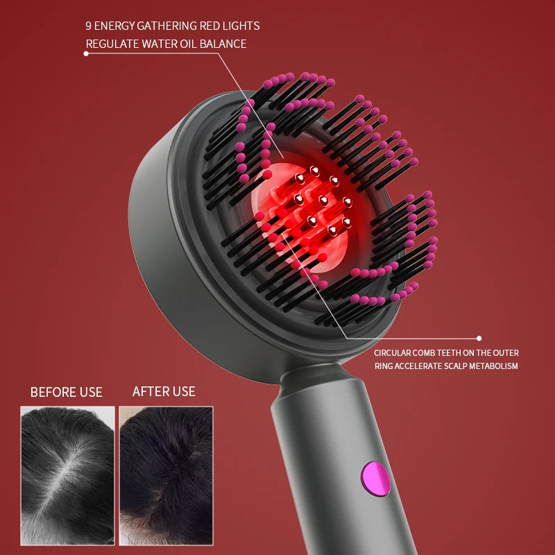 Portable Red and Blue Light Therapy Head Massager with Kneading Feature Scalp Oil Applicator Comb for Hair Growth