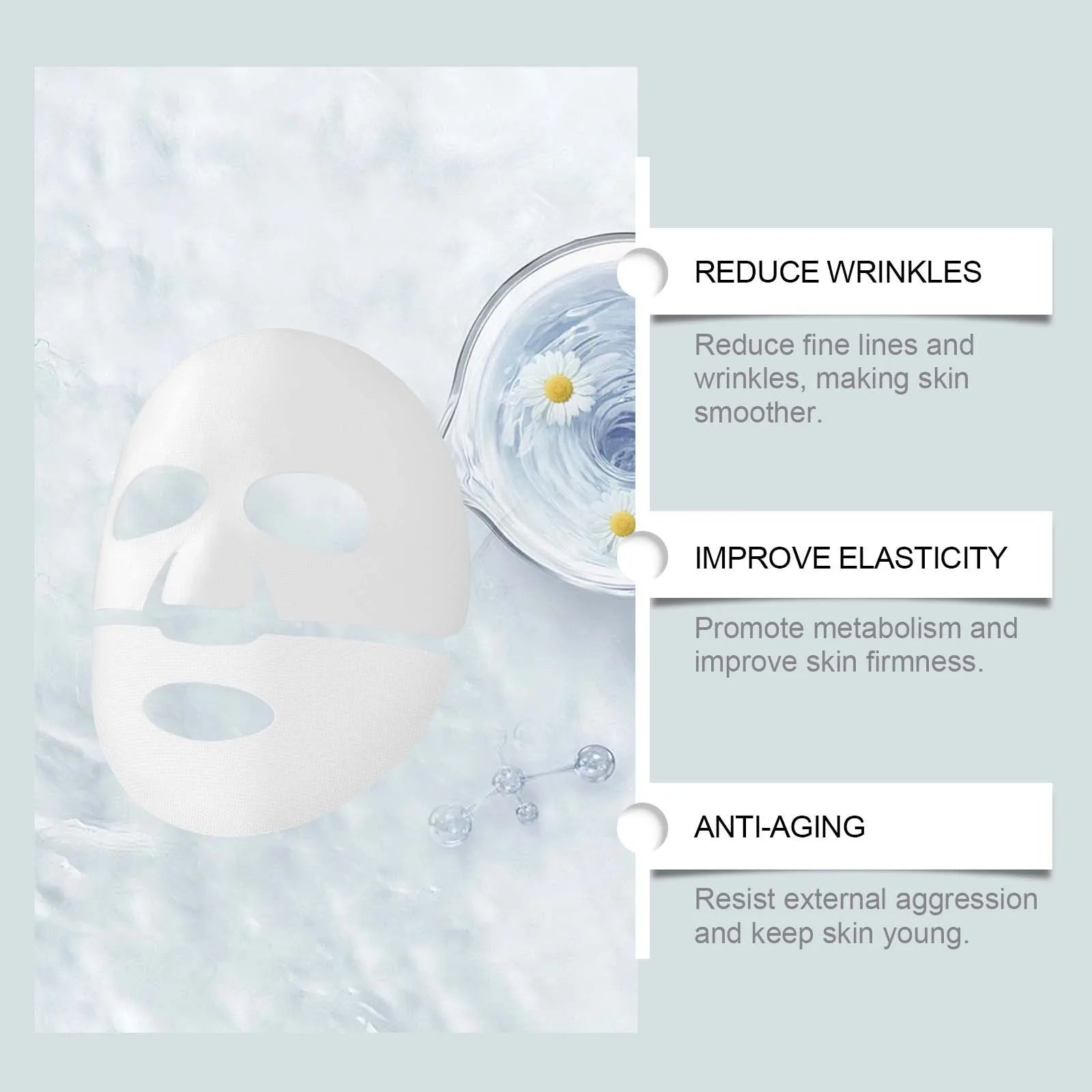 Hoygi 4pcs Collagen Face Mask Hydrating Shrinking Pores Brightening Face Oil Control Moisturizing Refreshing Smoothing Face Mask