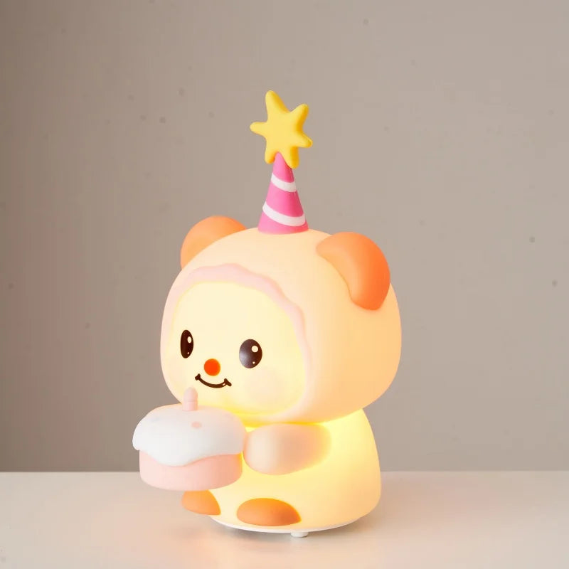 Baby Girl Night Light Lamp Birthday Bear Kids Night Light Baby Night Light Adorable Gift for Silicone Night Light