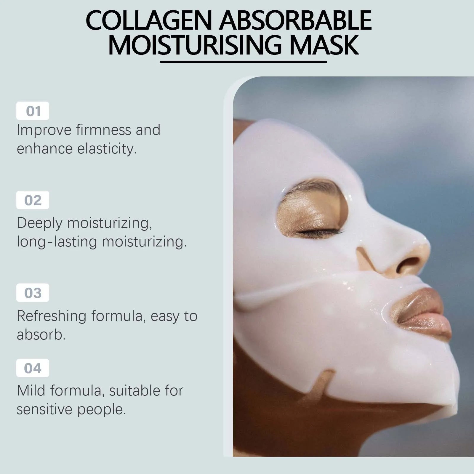 Hoygi 4pcs Collagen Face Mask Hydrating Shrinking Pores Brightening Face Oil Control Moisturizing Refreshing Smoothing Face Mask