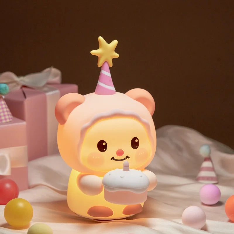 Baby Girl Night Light Lamp Birthday Bear Kids Night Light Baby Night Light Adorable Gift for Silicone Night Light