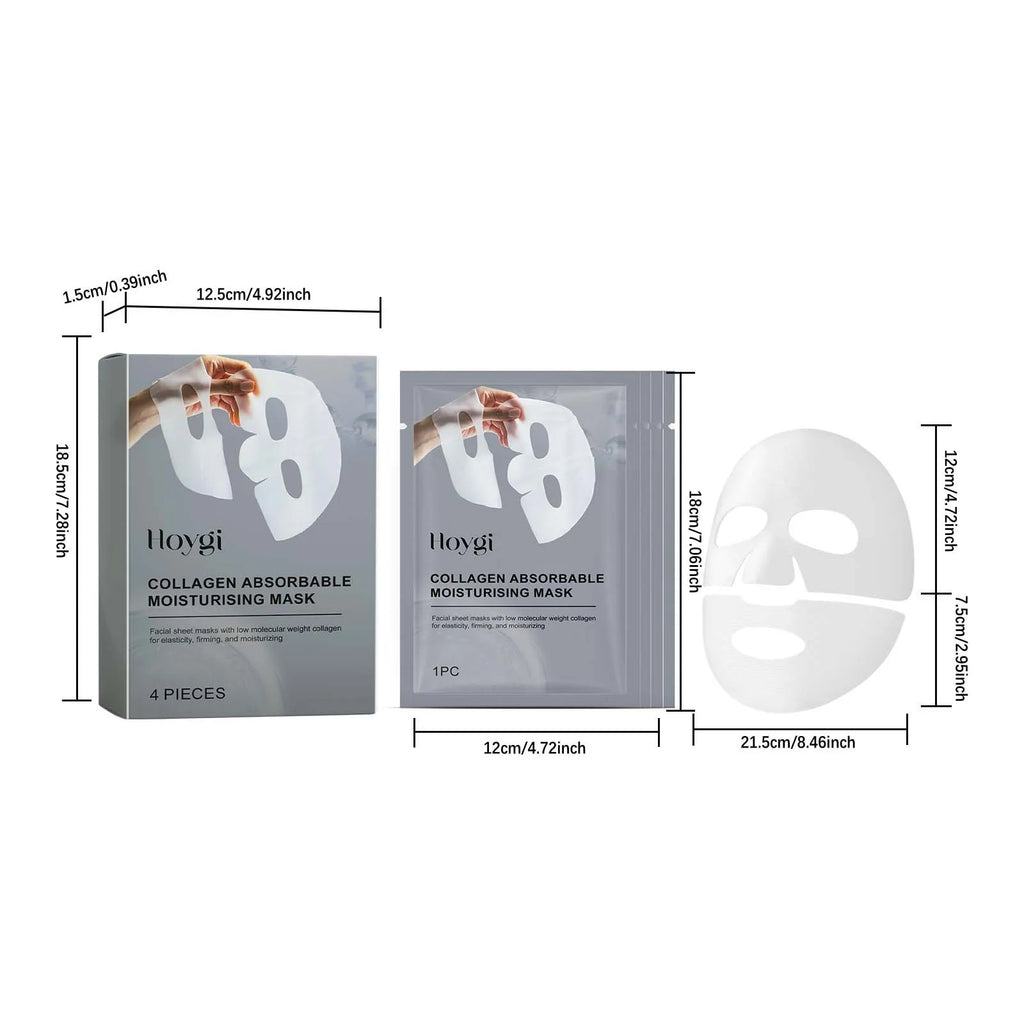 Hoygi 4pcs Collagen Face Mask Hydrating Shrinking Pores Brightening Face Oil Control Moisturizing Refreshing Smoothing Face Mask