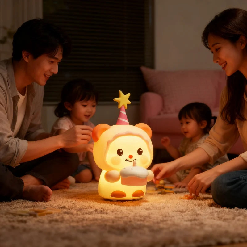 Baby Girl Night Light Lamp Birthday Bear Kids Night Light Baby Night Light Adorable Gift for Silicone Night Light